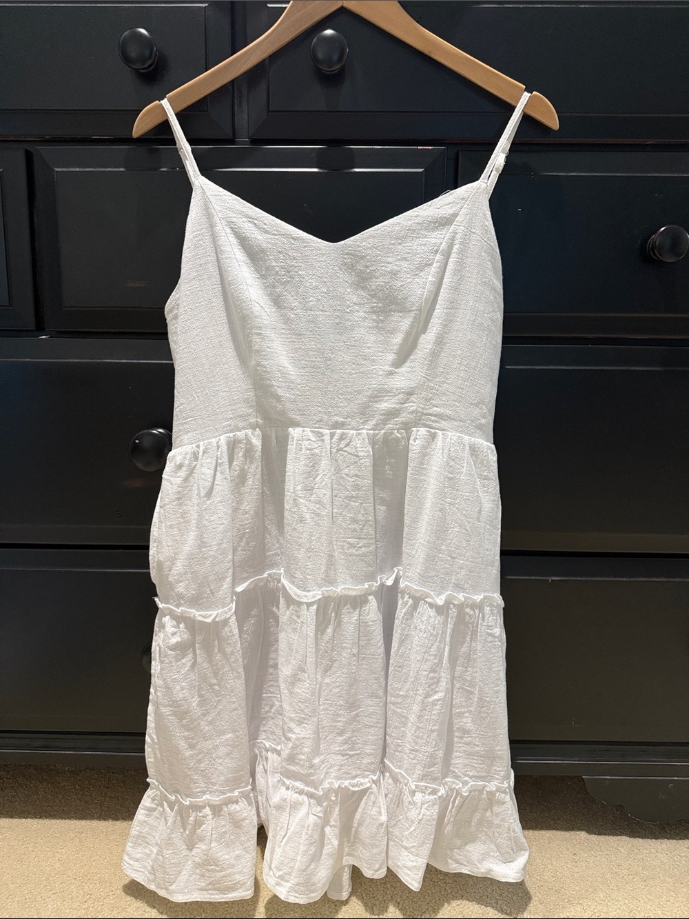 White Tiered Spaghetti Strap Summer Dress